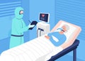 Covid patient in intensive care flat color vector illustration