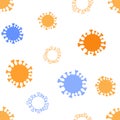 Covid pattern. Coronavirus symbol. Seamless background with icon of virus. Vector