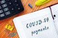 Covid payments phrase on the page