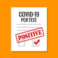 Covid pcr test positive result, vector cartoon Royalty Free Stock Photo