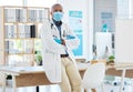 Covid, portrait and a doctor black man in his office, standing arms crossed for healthcare or insurance. Medical, mask Royalty Free Stock Photo