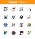 Covid-19 Protection CoronaVirus Pendamic 16 Flat Color Filled Line icon set such as locker, syring, life, medicine, medical