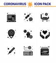 Covid-19 Protection CoronaVirus Pendamic 9 Solid Glyph Black icon set such as disease, covid, strature, medical, hospital