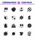 Covid-19 Protection CoronaVirus Pendamic 16 Solid Glyph Black icon set such as hand, scientist, coronavirus, no, diagnosis