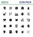 Covid-19 Protection CoronaVirus Pendamic 25 Solid Glyph icon set such as spray, search, virus, loupe, education