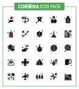 Covid-19 Protection CoronaVirus Pendamic 25 Solid Glyph icon set such as washing, hygiene, aids, hands, ribbon