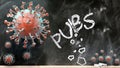 Covid and pubs - covid-19 viruses breaking and destroying pubs written on a school blackboard, 3d illustration