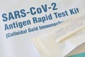 Covid-19 rapid test kit closed up