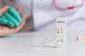 Covid rapid test. Negative test result by using rapid test device for COVID-19 coronavirus Royalty Free Stock Photo