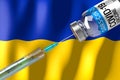 Covid-19, SARS-CoV-2, coronavirus vaccination programme in Ukraine, vial and syringe