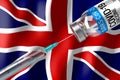 Covid-19, SARS-CoV-2, coronavirus vaccination programme in United Kingdom, vial and syringe