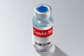 Covid-19 / SARS-CoV-2  / coronavirus vaccine ampoule isolated on grey background Royalty Free Stock Photo