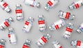 Covid-19, SARS-CoV-2, coronavirus vaccine ampoules isolated on grey background Royalty Free Stock Photo