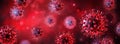 Covid-19 Or SARS-CoV-2 In Liquid - Coronavirus In Red Background