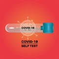 Covid self test vector illustration on a orange background