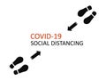 COVID-19 Social Distancing with foot step illustration.