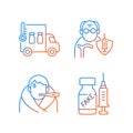 Covid spread prevention gradient linear vector icons set