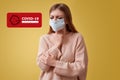 COVID-19. Stop coronavirus. Viral infection. Seasonal viruses. Woman in mask. Preventive measures. Sars Cov 2 pandemic