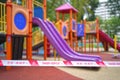 COVID19 tape barriers surrounding playground in Singapore