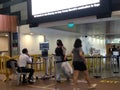 Covid temperature scanning at Subway metro exit in Singapore