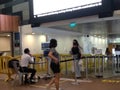 Covid temperature scanning at Subway metro exit in Singapore
