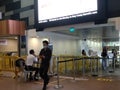 Covid temperature scanning at Subway metro exit in Singapore