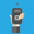 Covid-19 test and trace app with Q Code vector illustration