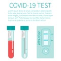 COVID-19 test. Tubes with blood sample. Concept of Coronavirus rapid test. Lab research and diagnosis. Vector illustration in flat Royalty Free Stock Photo