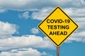 Covid 19 Testing Ahead Warning Sign Royalty Free Stock Photo