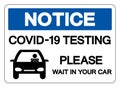 COVID-19 Testing Please Wait In Your Car Symbol Sign, Vector Illustration, Isolate On White Background Label. EPS10