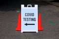 COVID Testing sign on the street at testing site Royalty Free Stock Photo