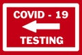 Direction arrow for Covid testing