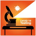 Covid-19 testing vector illustration with microscope in a lab