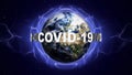 COVID-19 Text Animation Around the Earth, Background, Loop, 4k