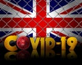 Covid 19 text with great britain flag