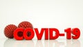 Covid 19 and three-dimensional virus models on a white background. coronavirus pandemic concept 3d render illustration Royalty Free Stock Photo