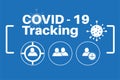 Covid-19 Tracking - Vector illustration on a Blue background