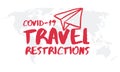 Covid-19 travel restrictions illustration on white background.