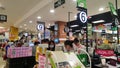 Shenzhen, China: shoppers check out at the cash desk of aeon supermarket Royalty Free Stock Photo