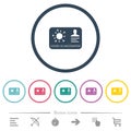 Covid 19 vaccinated flat color icons in round outlines