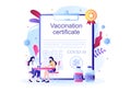 Covid-19 Vaccination Certificate Icon with a Document as Proof of being Vaccinated in the Form of a Card or Scan on a Smartphone. Royalty Free Stock Photo