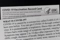 COVID-19 Vaccination Record Card with COVID information. Vaccination Record Cards will be offered with each vaccination