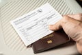 Covid-19 vaccination record card and passport Royalty Free Stock Photo