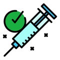 Covid vaccination syringe icon vector flat