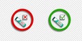 Covid vaccination vector illustration. Coronavirus vaccine card, positive and negative chek icon. Circle emblem isolated