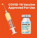 Covid vaccine approved for use - vaccination syringe covid-19 vector on a white background