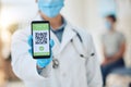 Covid vaccine barcode on phone, digital passport on screen of smartphone for security and future travel and online Royalty Free Stock Photo