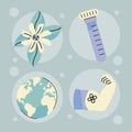 covid19 vaccine campaign icons