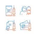 Covid vaccine quality gradient linear vector icons set