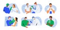 Covid vaccine shot, people get vaccinated, tested for coronavirus with swab, rapid PCR test, patient with pneumonia Royalty Free Stock Photo